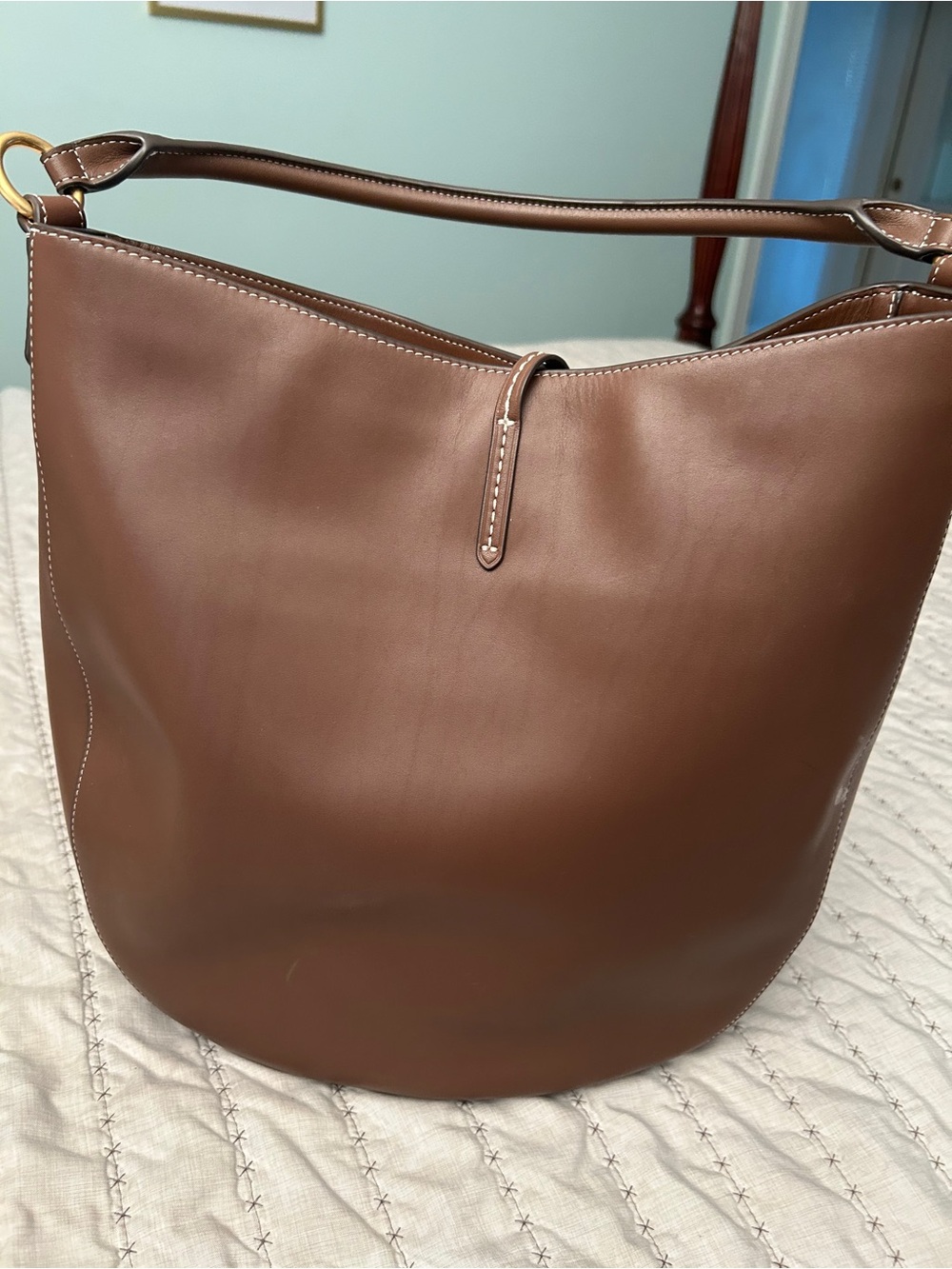 Tory Burch Miller Brown Standard Slouchy Leather Hobo Bag with Logo Medallion - Picture 4 of 7